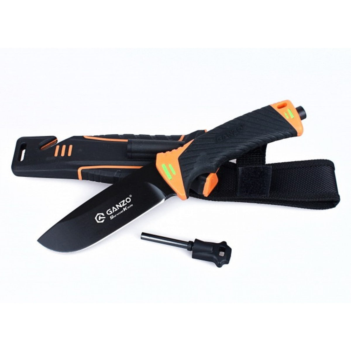 Ganzo G8012V2 Fixed Blade Survival Knife with Fire Starter Sheath