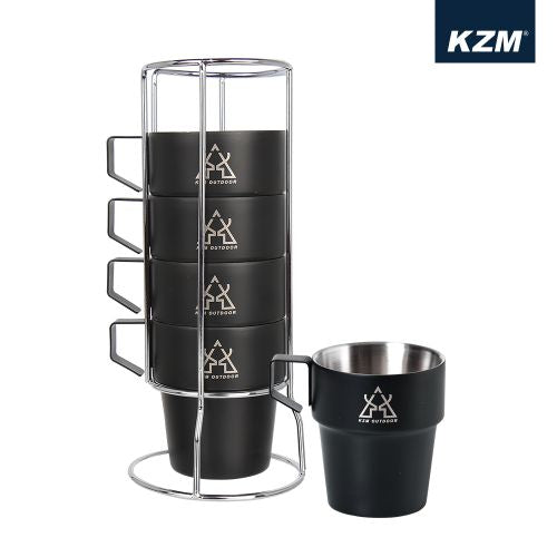KZM Stainless Steel Black Mug 5P