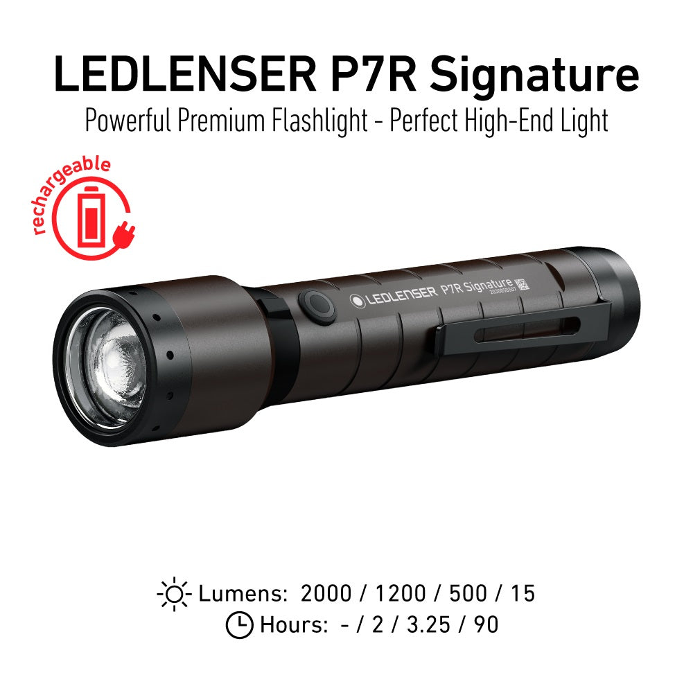LED LENSER P7R Signature Rechargeable Flashlight 2000 Lumens