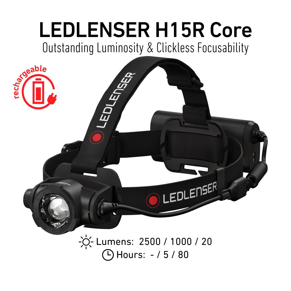 LED LENSER H15R Core Rechargeable Headlamp 2500 Lumens