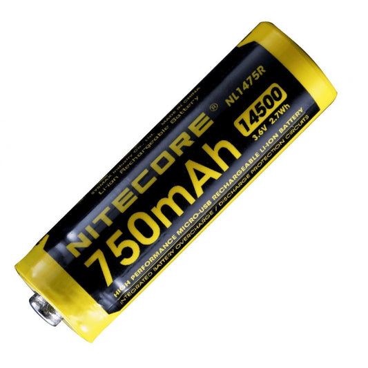 Nitecore 14500 750MAH 3.6V USB Rechargeable LI-ION Battery NL1475R