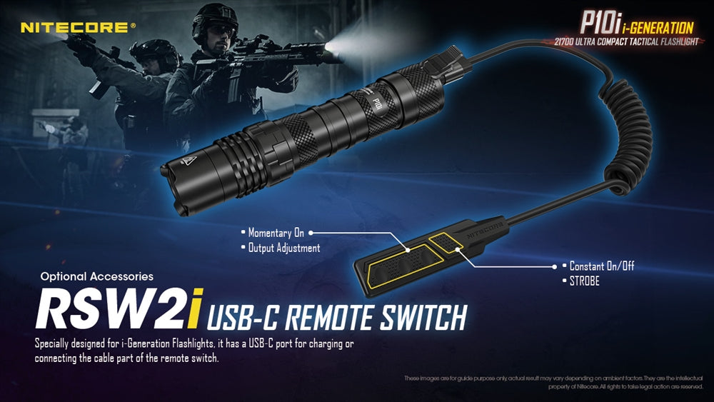 Nitecore RSW2I USB-C Remote Pressue Switch For Nitecore I-Series Flashlight