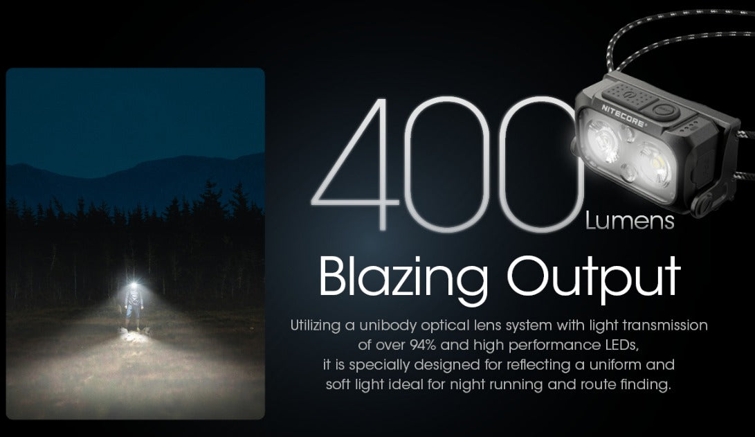 Nitecore NU25 UL 400L CW Spotlight + Floodlight Rechargeable Headlamp