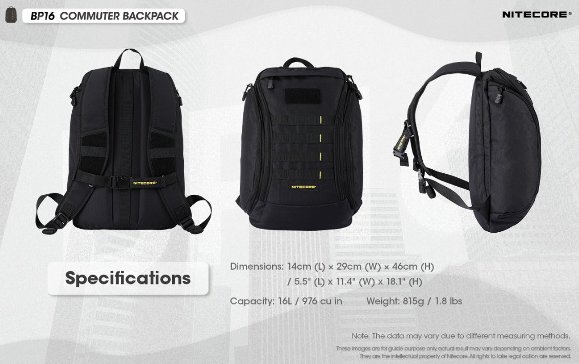 Nitecore BP16 Multi-Purpose Modular MOLLE Commuter Backpack