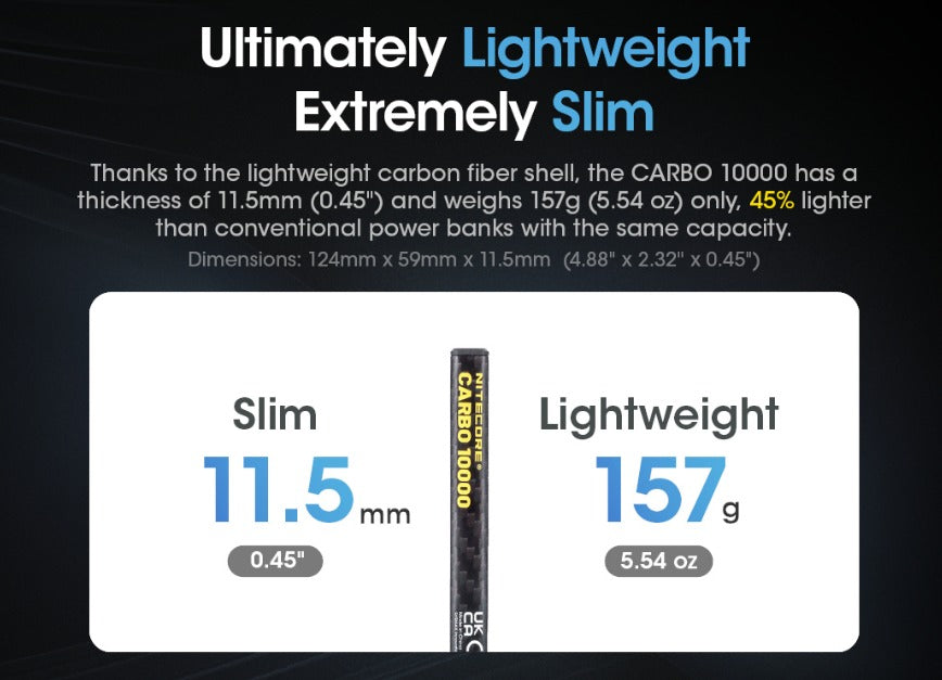Nitecore Carbo 10000 Lightweight QC 3.0 PD USB-C 10000mAh Power Bank